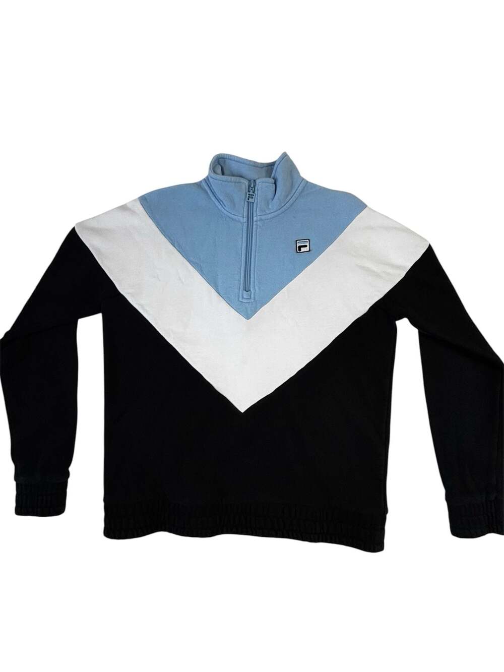 Woman's Y2K FILA Cropped Pullover Sweatshirt Size Small 1/4 Zip Colorblock